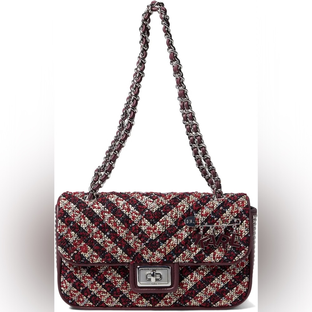 Karl Lagerfeld Paris Agyness Shoulder Medium Wine/Navy Color Brand NWT